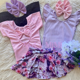 2 left! 4/5 & 5/6yr ~ Leotard ~ S/S Cap Sleeve Bowback-Pastel Pink