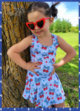 1 size left! 6/7yr ~ Twirl Skort ~ Patriotic Cherries