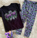 1 left! Size 6/7yr ~ Slim Joggers ~ Striped Pumpkins