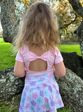 2 left! 4/5 & 5/6yr ~ Leotard ~ S/S Cap Sleeve Bowback-Pastel Pink