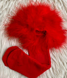 Faux Fur Trim Socks (Thin Ribbed) ~ Please Read Description