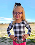 1 left! 3/4yr ~ L/S Cap Sleeve Top ~ Buffalo Plaid