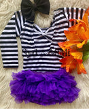 L/S Bowback Top ~ Blk/White Stripes