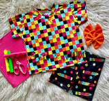 Pullover Top ~ Neon Chex (BTS Coordinate)