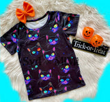 1 left! Adult Med ~ Kids & Adults Gender Neutral Tops ~ Neon Cats
