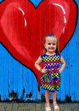 2 left! 2T ~ Bowback Pocket Dress ~ Neon Chex
