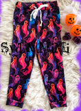 1 left! Adult Med - Adults & Kids Gender Neutral Pocket Joggers ~ Neon Ghosts