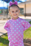 1 left! 4/5T Pullover Top ~ Pink Polka Dots