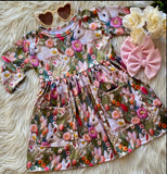 Pocket Dress ~ Faux Embroidered Bunnies