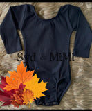 1 left! 3/4yr ~ Leotard ~ RIBBED ~ L/S Cap Sleeve ~ Black