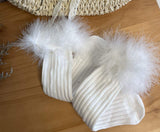 Faux Fur Trim Socks (Wide Ribbed)  *please read description*