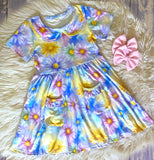 Pocket Dress ~ Watercolor Daisies