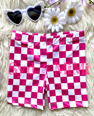 Bike Shorts ~ Hot Pink Chex