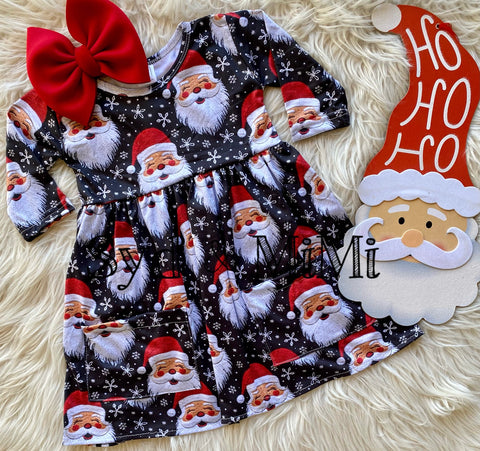 Pocket Dress ~ Faux Embroidered Santa