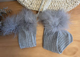 Faux Fur Trim Socks (Wide Ribbed)  *please read description*