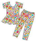 Peplum Set ~ Retro Shrooms & Rainbows