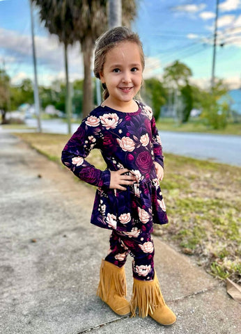 1 left! Size 6/7yr ~ Peplum Set ~ Burgandy Floral