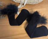 Faux Fur Trim Socks (Wide Ribbed)  *please read description*