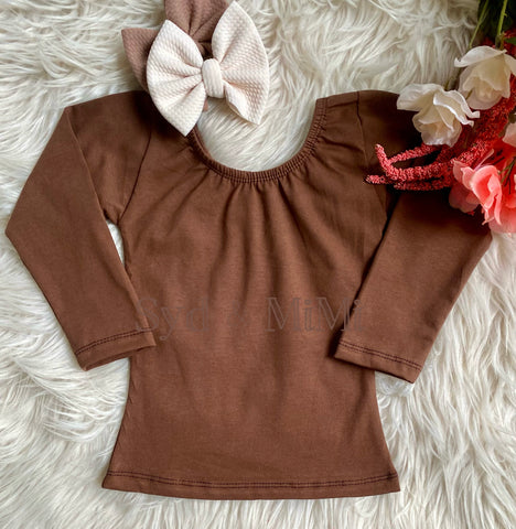 L/S Cap Sleeve Top/Fitted  ~ Chocolate