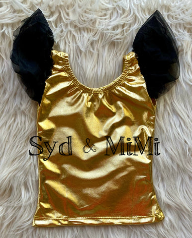 Flutter Sleeve Top ~ Metallic Gold