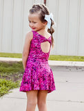 Leotard ~ Sleeveless  Bowback ~ Hot Pink Faux Sequins