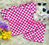 Boxy Tee ~ Hot Pink Chex