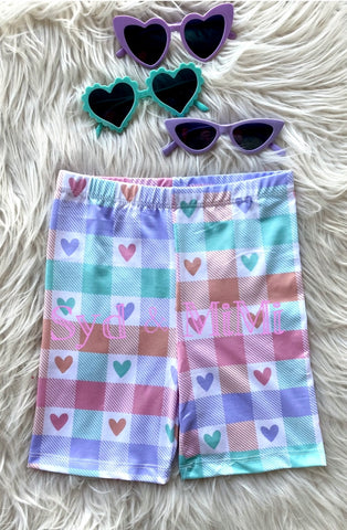 Bike Shorts ~ Checkered Hearts