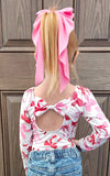 1 size left! 3/4yr ~ L/S Bowback Top ~ Red & Pink Bows