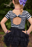 1 left! Size 4/5yr ~ S/S Bowback Fitted Top ~ Blk/White Stripe