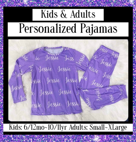 ‼️PREORDER‼️ Kids & Adults Personalized Pajamas ~ Please leave your personalization info in the Notes Section at checkout