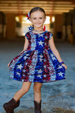 1 size left! 2T - Bowback Dress ~ Faux Sequins Stars & Stripes