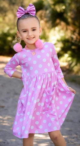 1 left! 4T ~ Pocket Dress ~ Pink Polka Dots