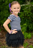 1 left! Size 4/5yr ~ S/S Bowback Fitted Top ~ Blk/White Stripe