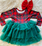 Plaid & Tulle Tier Dress