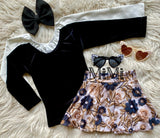 Twirl Skort ~  Black Floral