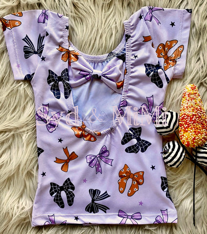 S/S Bowback Top/Fitted ~ Spooky Bows