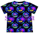 2 left! Adult Med & Adult Lg ~ Kids & Adults Gender Neutral Tops ~ Neon Pumpkins