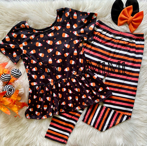 2 left! Size 5/6yr ~ Peplum Set ~ Candy Corn