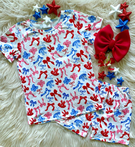 Shorts Set ~ RWB Coquette Bows