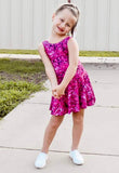 Leotard ~ Sleeveless  Bowback ~ Hot Pink Faux Sequins