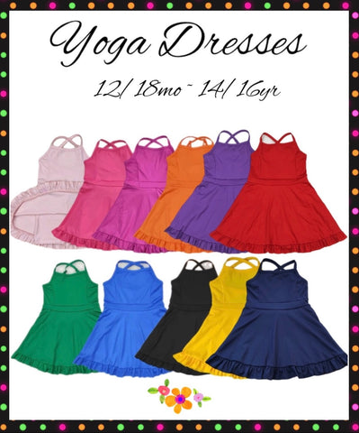 ‼️PREORDER‼️ Yoga Dress ~ Blk, Yellow, Navy, Royal, Green, Red, Purple, Orange