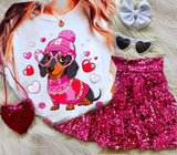 Twirl Skort ~ Hot Pink Faux Sequins