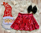 Twirl Skort ~ Red Faux Sequins