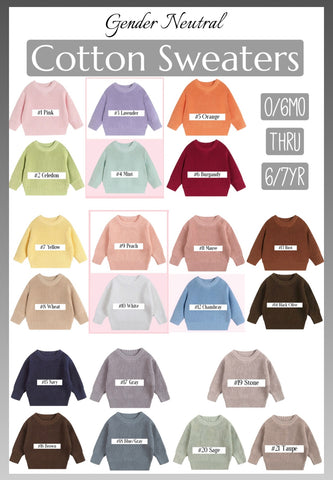 ‼️PREORDER‼️ 2025 NEW Cotton Sweaters ~ Don't forget to leave your color choice in the Notes Section at checkout!