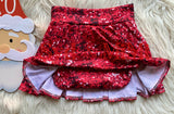 Twirl Skort ~ Red Faux Sequins