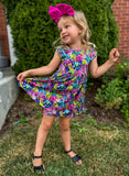 Bowback  Dress ~ Electric Daisies