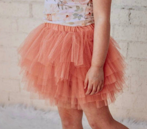 2 left! 2/3 & 3/4yr ~ Tulle Ruffle Skirt-Creamsicle
