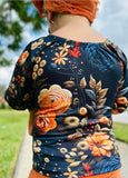 1 left! 2/3yr - L/S Cap Sleeve Top ~ 3D Navy Floral