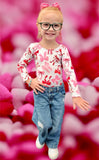 1 size left! 3/4yr ~ L/S Bowback Top ~ Red & Pink Bows
