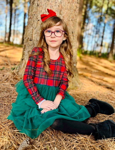 Plaid & Tulle Tier Dress